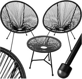 tectake® Set 2X Stuhl 1x Beistelltisch Acapulco,