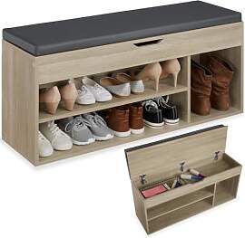 tectake® Sitzbank mit Stauraum, Schuhregal mit