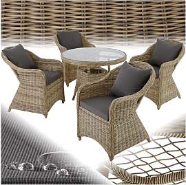 tectake® Sitzgruppe, Rattan Gartenmöbel Set, 1x