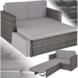 tectake Sofa Set - 2 Sitzer Sessel mit Hocker und