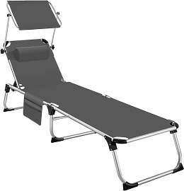 tectake® Sonnenliege mit Dach, Balkonliege aus