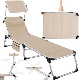 tectake® Sonnenliege mit Dach, Liege klappbar mit 
