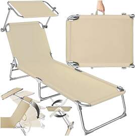 tectake® Sonnenliege mit Dach, Strandliege