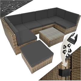 tectake XXL Polyrattan Lounge, Gartenmöbel Set,