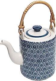 Teekanne MIX'N'MATCH blau handgestempelt 