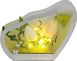 Teelichthalter aus Glas mit Gel-Kerze mit Blumen