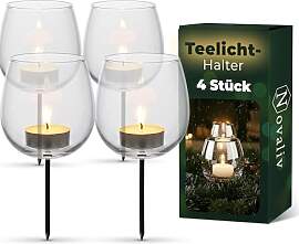Teelichthalter Glas 4er Set für Adventskranz 6cm