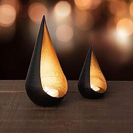 Teelichthalter Gold Metall Schwarz Orientalische