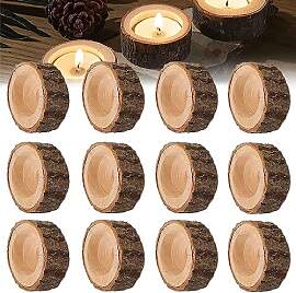 Teelichthalter Holz, 12 Stück Kerzenhalter Holz,