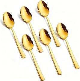 Teelöffel 6 Stück, Edelstahl Golden