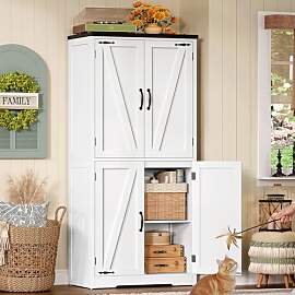 TEENFON 148 cm Küchenschrank 4 Scheunentüren,