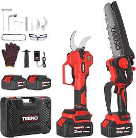 TEENO 2-in-1-Gartenwerkzeug-Set: Mini-Kettensäge