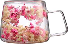 Teetasse Aus Glas Mit Getrockneten Blumen | 200ml