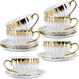 Teetassen und Untertassen, 6er Set (200 ml) mit