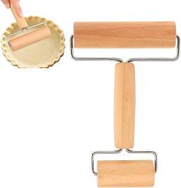 Teigroller Nudelholz Mit Zwei Rollen - Klein, Holz 
