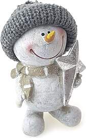 TEMPELWELT Deko Figur Schneemann mit Stern 14 cm,