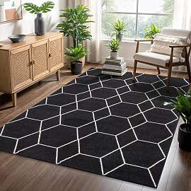 Teppich SANAT "Trellis", schwarz,