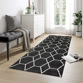 Teppich SANAT "Trellis", schwarz, B:80cm 