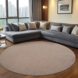 Teppium Teppich Rund 80 cm Beige Einfarbig Bouclé 