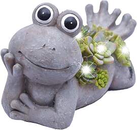 TERESA'S COLLECTIONS Solar Frosch Gartenfigur 