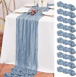 Teruntrue Boho-Tischläufer, 3 m, Blau, 10 Stück, 