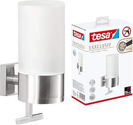 tesa EXXCLUSIV Seifenspender-Set, Milchglas und