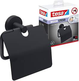 tesa Moon Black Toilettenpapierhalter mit Deckel,