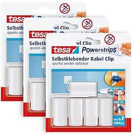 tesa Powerstrips Kabelclip im 3er Pack - Kabel
