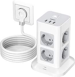 TESSAN Flachstecker Mehrfachsteckdose, 8 Fach