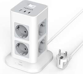 TESSAN Mehrfachsteckdose mit 2 USB C, 8 Fach