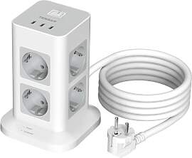 TESSAN Mehrfachsteckdose mit 3 USB C, 8 Fach