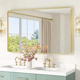 TETOTE 120x75cm Wandspiegel Gold Ohne Beleuchtung, 