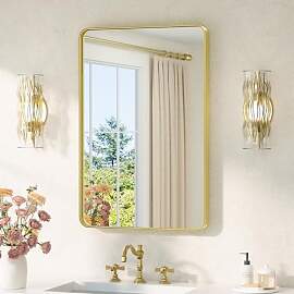 TETOTE 50x75cm Wandspiegel Gold Ohne Beleuchtung,