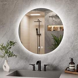 TETOTE Badspiegel mit Beleuchtung 60cm, Rund LED