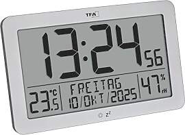 TFA Dostmann Digitale Funk-Wanduhr mit Raumklima,