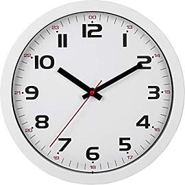 TFA Dostmann Wanduhr Analog, Glas, geräuscharm,