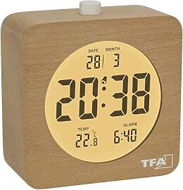 TFA Dostmann Wecker Holz digital mit
