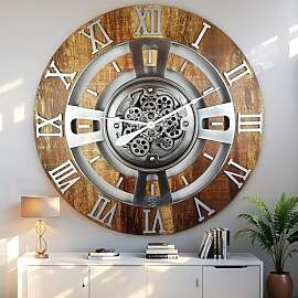 The Gears Clock Wanduhr mit beweglichem Getriebe,