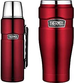 THERMOS Stainless King Thermoskanne Edelstahl, Rot 