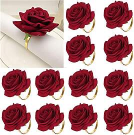 Tiamu 12 Pcs Gold Serviettenhalter Rose Blumen