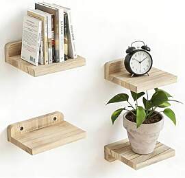 TIANCEWAN 4 Stück Kleines Wandregal Holz 5 × 5