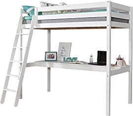 TiCAA Hochbett „Felix“ mit Schreibtisch Kiefer 