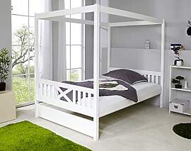 TiCAA Kinderbett Himmelbett mit Schubkasten