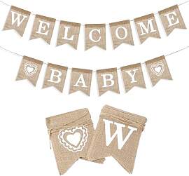 TIESOME Welcome Baby Banner, Leinen Welcome Baby