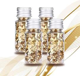 Tiiyee 4 Flaschen Blattgold Flocken, Goldfolie