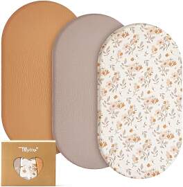 TILLYOU Musselin Spannbettlaken 3er Set