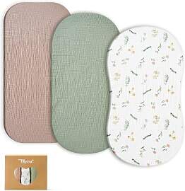 TILLYOU Musselin Spannbettlaken 3er Set