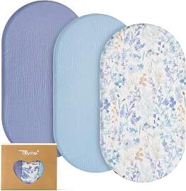 TILLYOU Musselin Spannbettlaken 3er Set