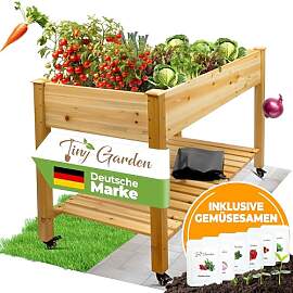 Tiny Garden Premium Hochbeet aus Holz mit Rollen