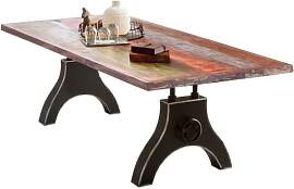 Tisch 180x100cm Altholz lackiert Metall schwarz